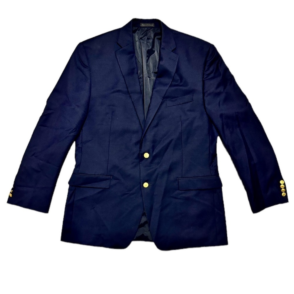 Lauren Ralph Lauren Men’s Two Button Blazer, Navy‎ Blue Gold Button size 44L